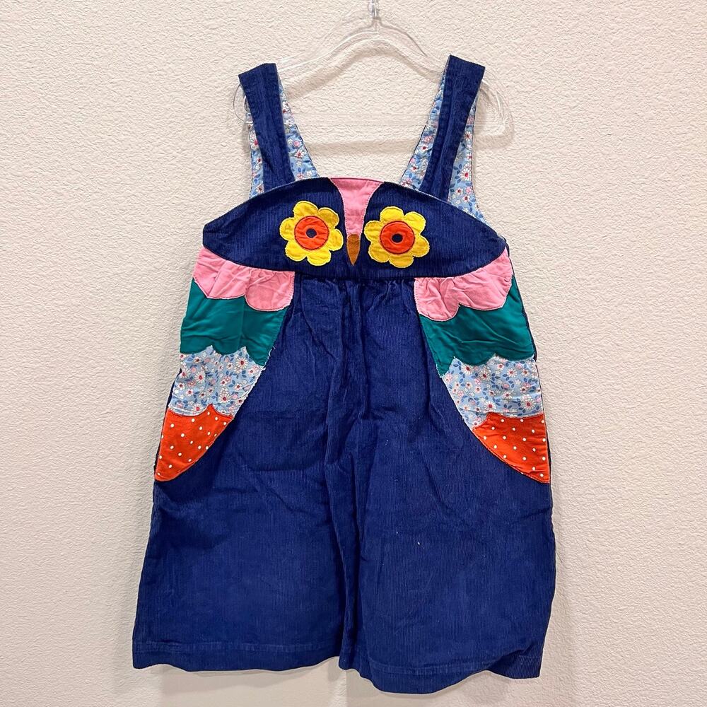 Mini Boden Blue Cord Owl Dress (8-9Y)